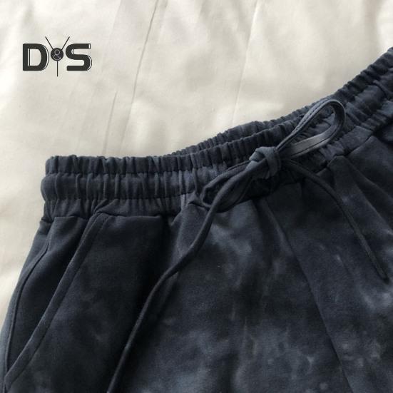 Women Shorts Elastic Drawstring High Waist Sport Shorts Tie-Dye Print Wide Leg Pants Versatile Regular Style Running Shorts