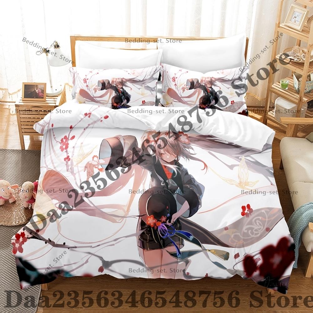 Personality Anime Hu Tao Bedding Set AniThree Piece Bedding Set - Luxury Comforter Set with Queen King Size Including pillowcase