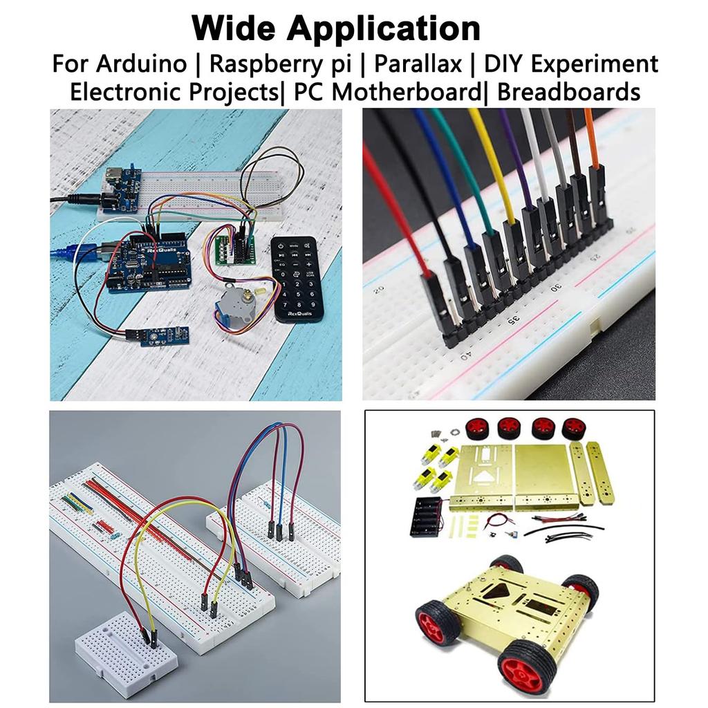 REXQualis 240pcs Dupont Wire Kit, 10cm and 20cm Jumper Cables, 40-Pin M-F/M-M/F-F, Rainbow Ribbon Breadboard Wires Compatible with Arduino Projects