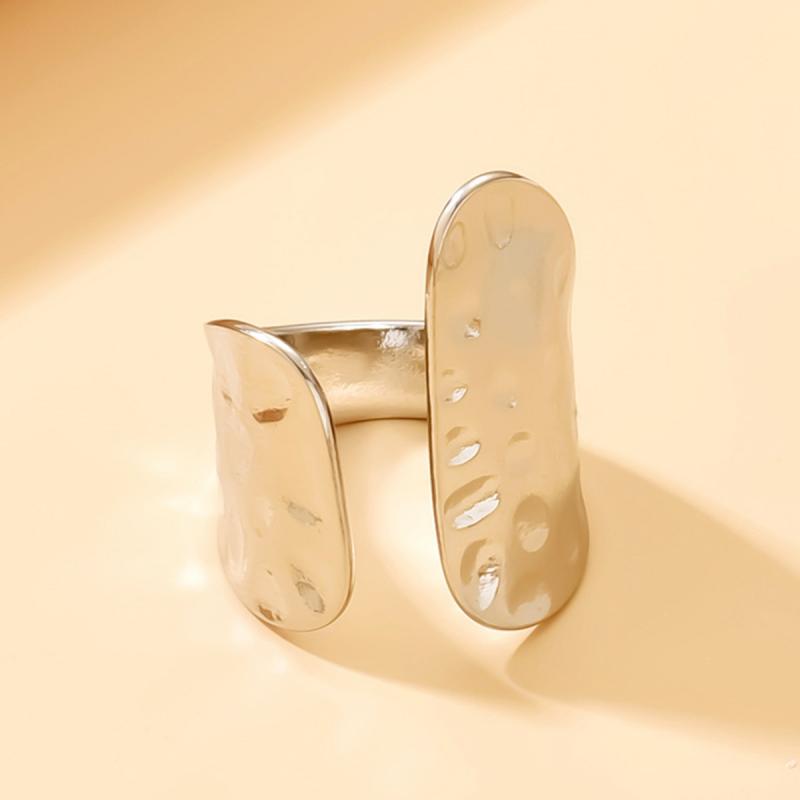 Neuer Trend Gold Silber Farbe Textur Breite Ringe für Damen Herren Geometrisch Unregelmäßig Ehering Geburtstagsparty Schmuck Geschenke