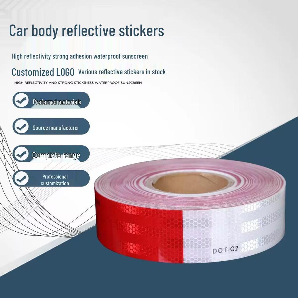 CE EU DOT-C2 Red/White Reflective Tape PET Film Reflective Strip for Vehicle Inspections