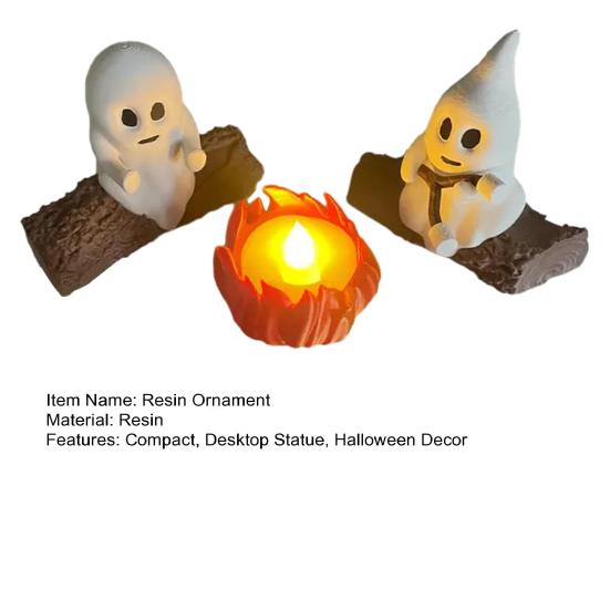 Ghost Campfire Gathering Ornament Ghost Table Centerpieces Halloween Decoration Desktop Statue Gift for Halloween Lovers