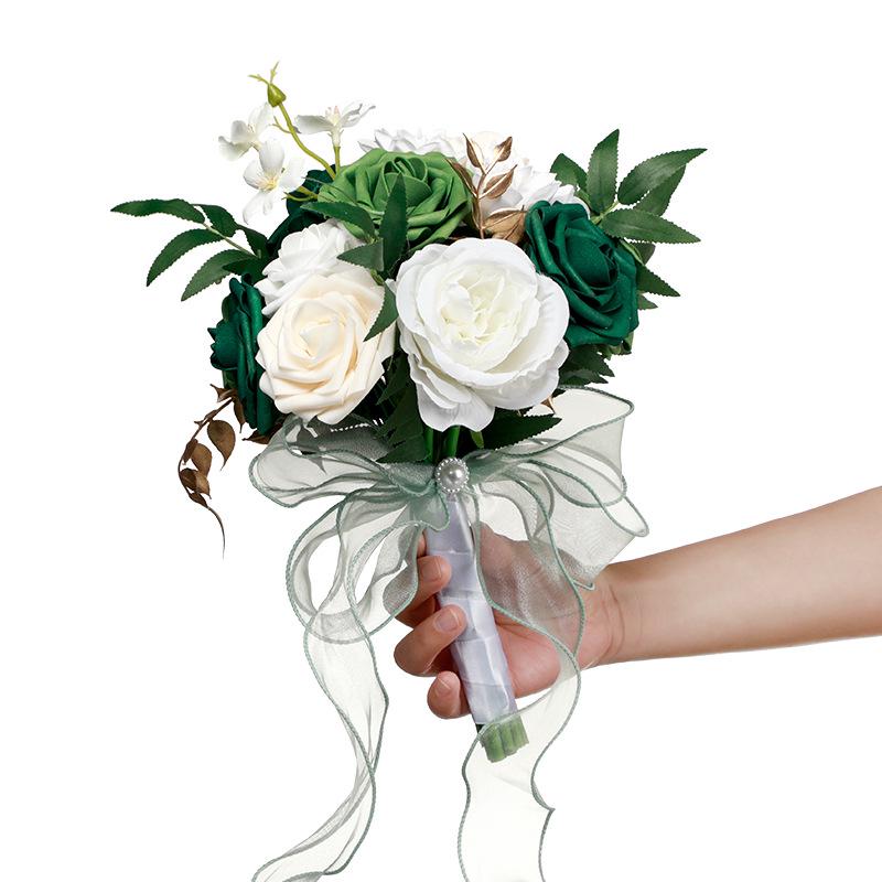 Two-Tone Forest Style Artificial Rose Bridal Bouquet