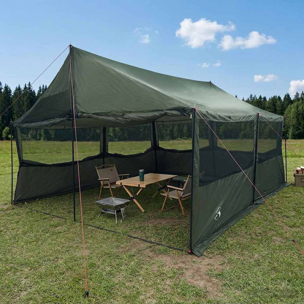 Family Tent Army Green 600 x 400 x 268 cm Polyester and Steel