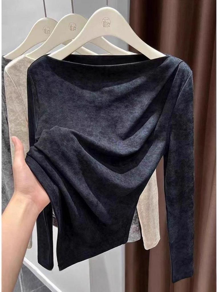 Autumn Tie-Dye Long Sleeve Slimming Women's Top | Flattering Base Layer Shirt