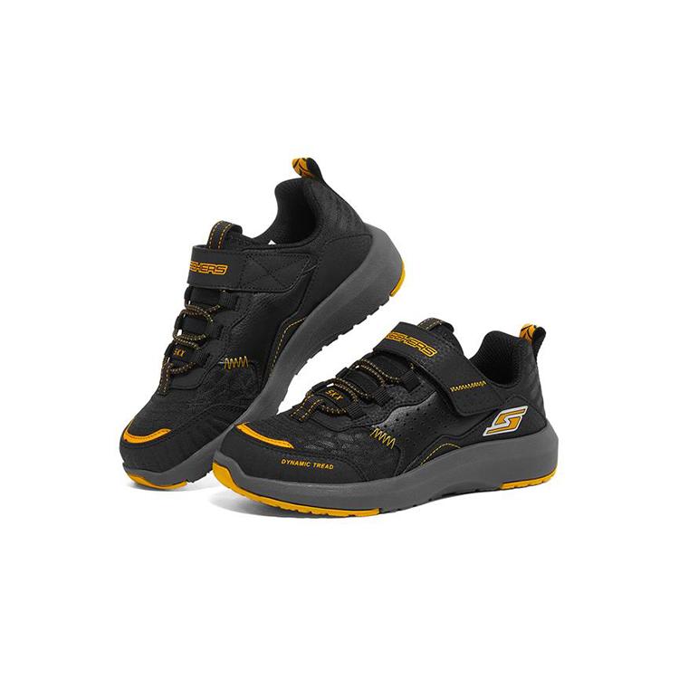 Skechers Dynamic Tread Sports Kids Lifestyle Shoes Black Yellow Teenagers 403664L-BKYL