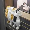 Realistic White Plush Cat Figurine for Home Decor with Hanging Design
