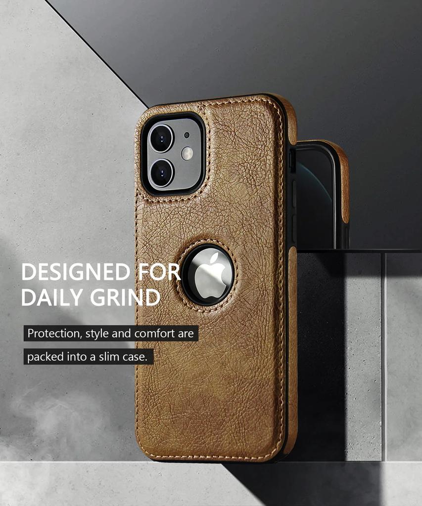 Retro Business Leather Phone Case For iPhone 16E 16 15 14 13 12 11 Pro Max XS XR X 7 8 Plus SE2 SE3 Shockproof Phone Cover