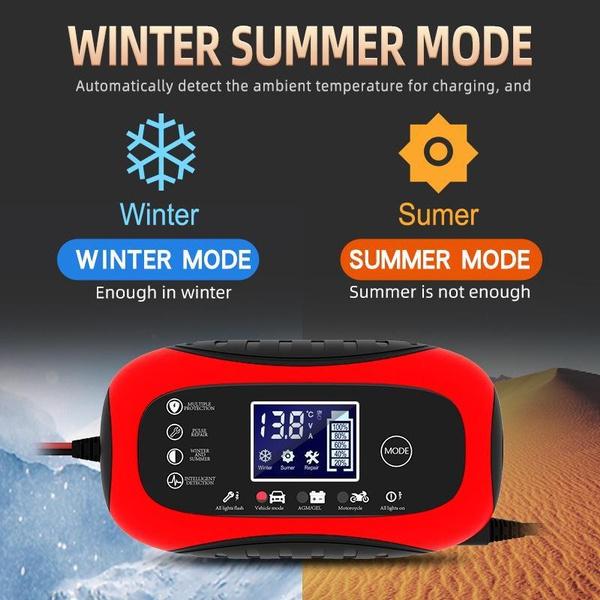 Car Battery Charger Intelligent Fast Charging Pulse Repair Type Full Auto-Stop Dual-Mode Lead Acid for Motorcycle Truck 12V 8A