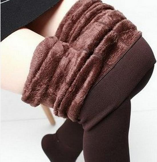 Plus-Size Fleece-Lined Thick Leggings, Pearl Velvet Polyester, Warm Footed Pants for Autumn & Winter