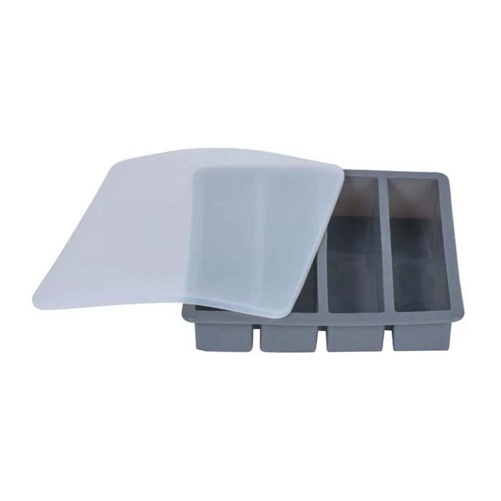 Long Ice Cube Tray 4 Grids Reusable Silicone Ice Cube Mold BPA Free Ice Maker Food Grade Silicone Ice Cubes Mould Manufacturers