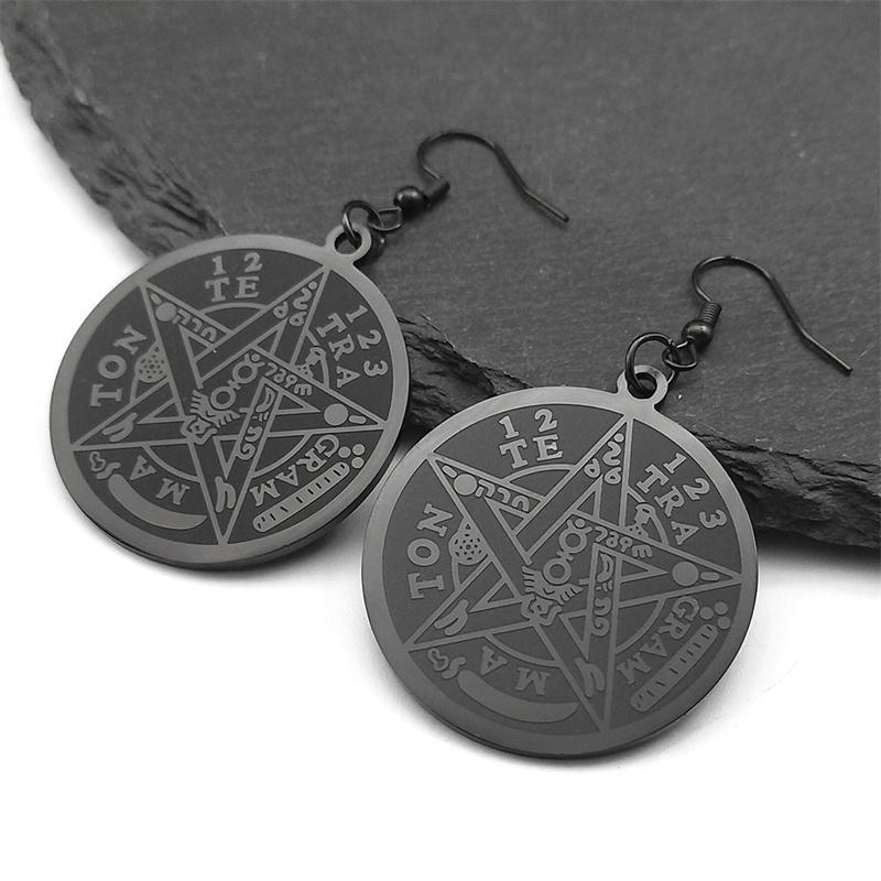 Je Tetragrammaton Hebrew Pentagram Stainless Steel Earrings for Women Gold Color Charm Earring Drops Jewelry E6064S02