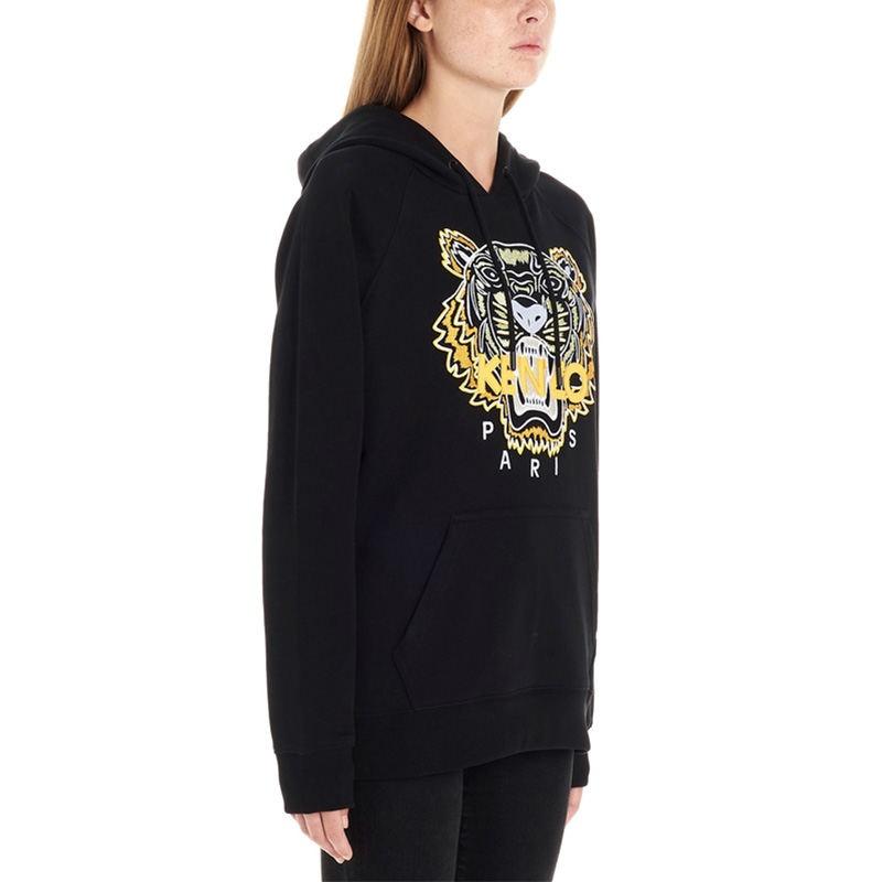 (WMNS) KENZO Tiger Head Embroidered Pattern Hoodie Black Women's F962SW8834XA-99B