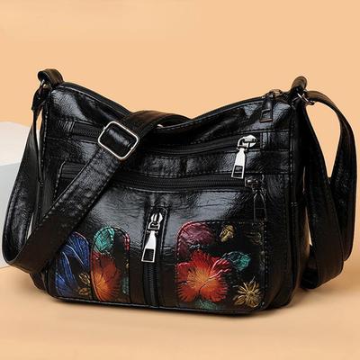 Fashion Female Crossbody Bag Women Embroidery Style PU Messenger Bags Luxury Designer 2024 Winter Ladies Casual Shoulder Purse