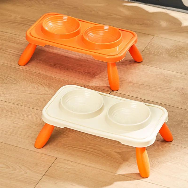 Elevated Double Pet Bowls for Cats Dogs Non-Slip Raised Food Water Feeder Set Protect Neck Pet Feeding Dishes
