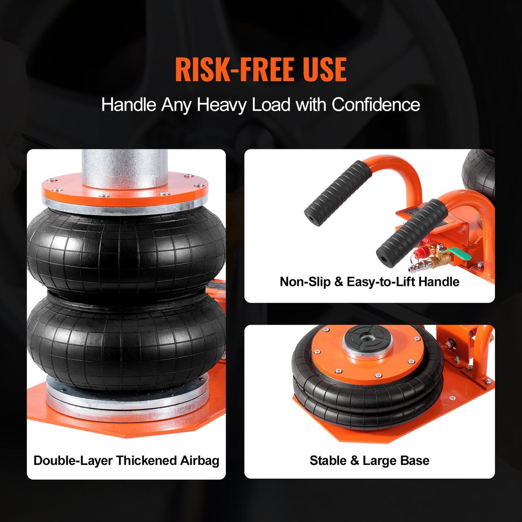 SucceBuy 3T Air Jack 3-8S Pneumatic Lifting Jack with Heightened Column 6 Steel Tubes Thick Rubber Pad Fit for Sedan SUV Pickup