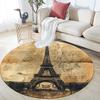 Vintage Eiffel Tower,Round Area Rug,Carpet Rug for Living Room Bedroom Sofa Playroom Decor,Non-slip Floor Mat