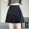 Fake Two-piece Design Suit A-shaped Skirt Spring and Summer New Korean Version High-waisted Meat-covering and Thin Pleated Skirt
