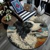 Border Collie Runder Teppich, Teppich für Wohnzimmer Schlafzimmer Sofa Spielzimmer Dekoration, Rutschfeste Bodenmatte