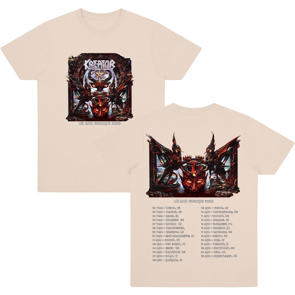 Krushers of The World 2026 Tour T Shirts Kreator Thrash Metal Band T-shirt Music Tee Unisex Cotton Clothing Streetwear
