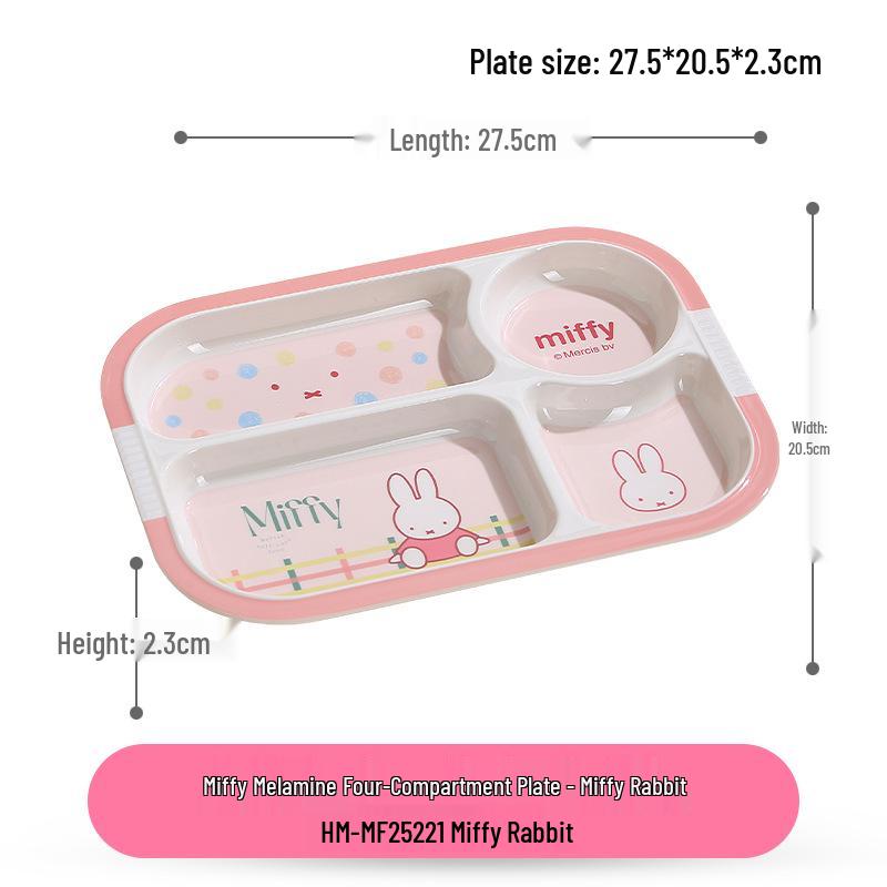 Miffy Rabbit & Bear Children's Melamine Cartoon Food Bowl & Plate Set