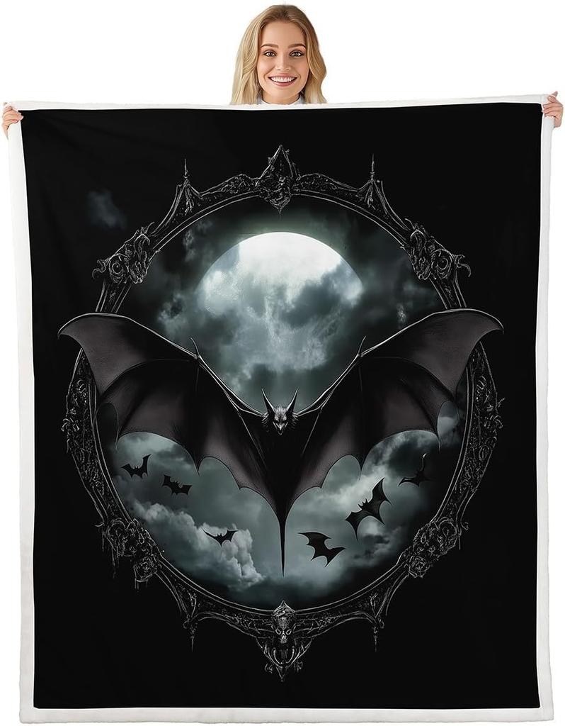 GUOYU Blanket Gothic Skull Fleece Blanket Baby Happy Halloween Sherpa Blanket Ghost Skull Goth Fuzzy Plush Throw for Adults Men WomenHorror