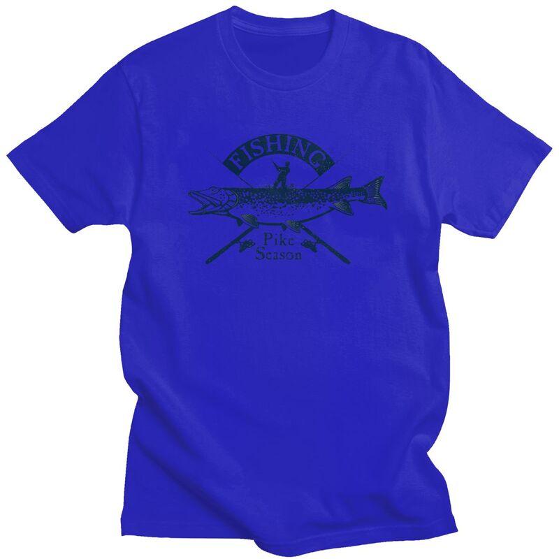 Custom Pike Fishing T Shirt Men Short Sleeves Pure Cotton Tshirt Fisherman Fish Tees Streetwear Tshirts