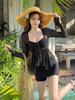 Korean Style Plus Size Women's Long Sleeve Split Swimsuit with Sun Protection - Conservative, Slimming, and Chic for 200 Jin