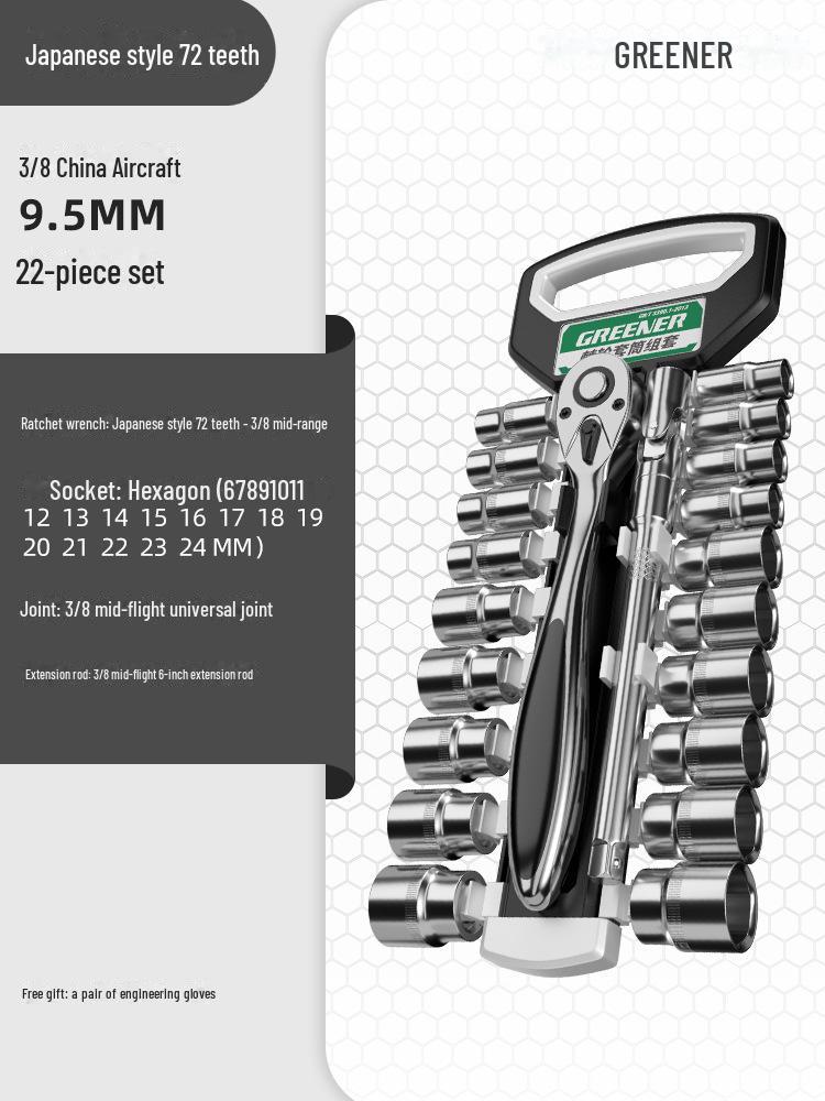 Green Forest Multi-Functional Ratchet Wrench Set - Large, Medium, Small Universal Two-Way Tool for Auto Repair