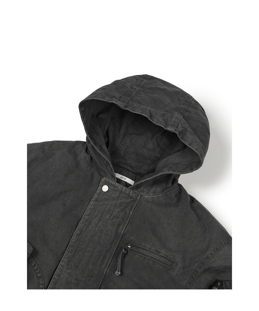 Etce Washed Hood Flap Bomber (Charcoal)