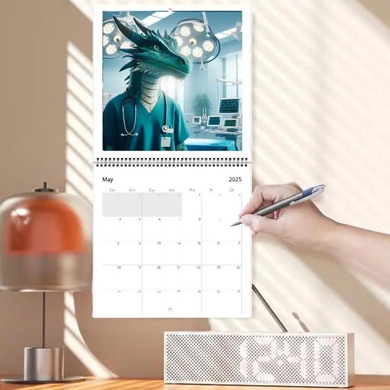Jobkalender Drachen, 2025 Kreativer Wandkalender Lustiger Drachenkalender Vertikale Monatskalender Für Heimorganisation