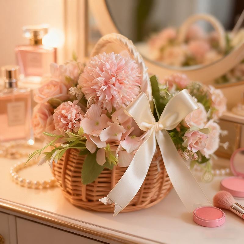 Cesto da Picnic e da Conservazione in Salice e Bambù Intrecciato a Mano per Fiori e Frutta