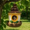 Weatherproof Outdoor Bird House Resin Crafts Feeder Hut Pet Cottage Wild Bird Nesting Box  Garden