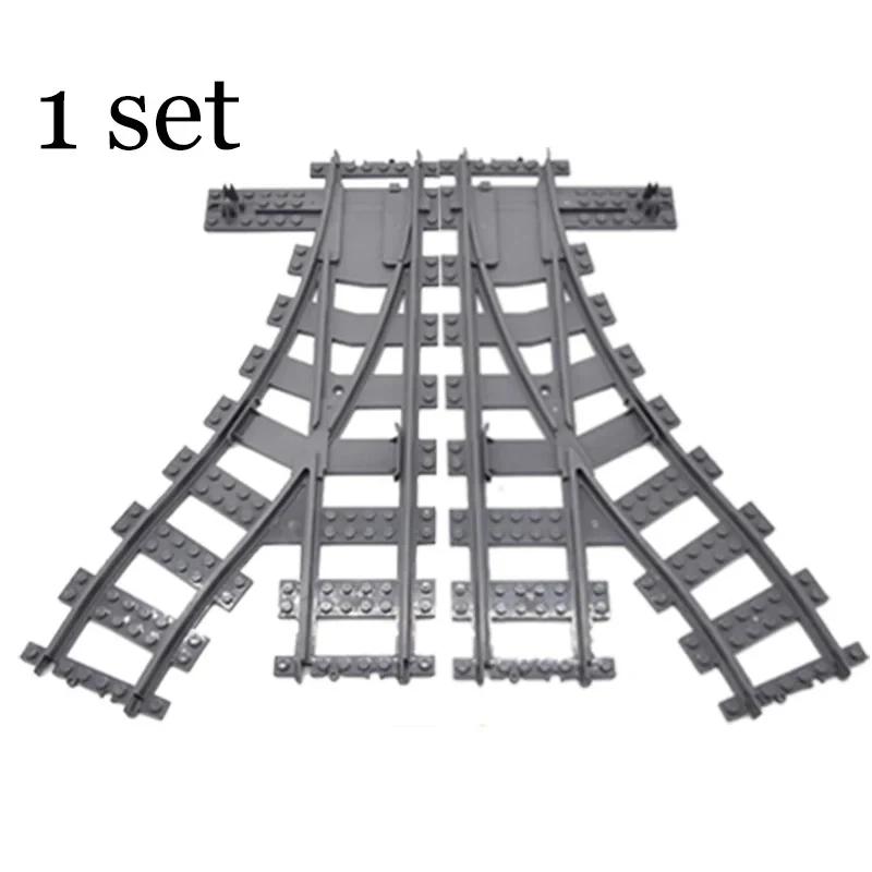 Non-Toxic City Trains Flexible Tracks Forked Straight Curved Soft Rails Track Switch Building Block Bricks Kids Diy High-Tech Creative Toy