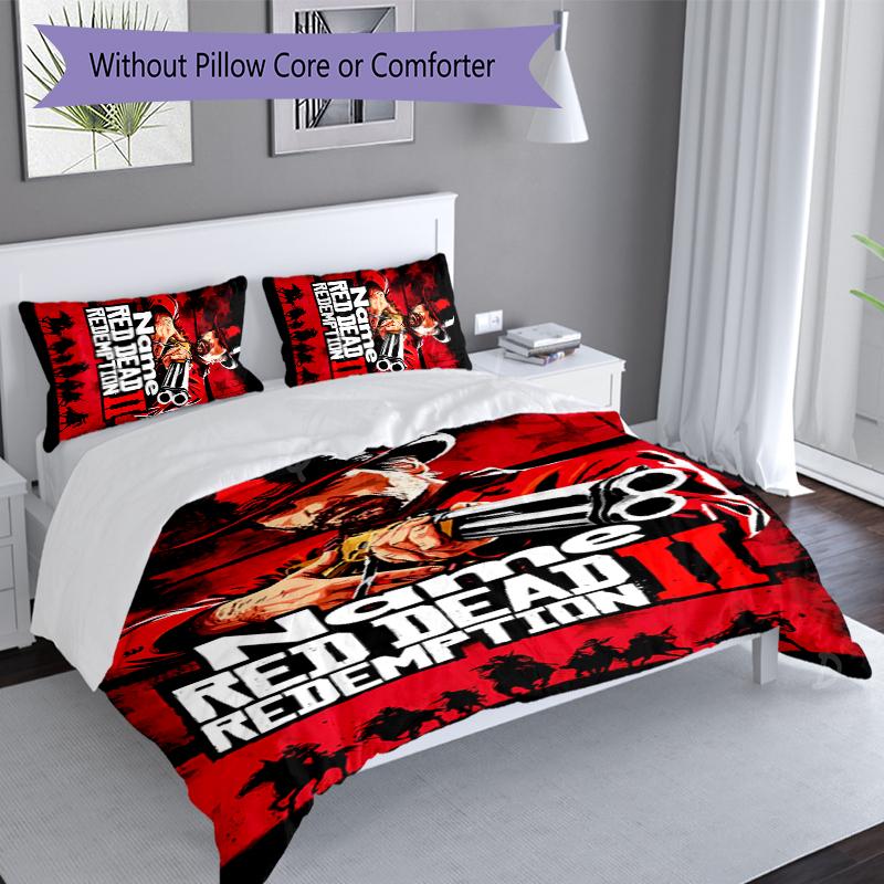3pcs Custom Name Red Dead Redemption Bedding Set,Includes 1 Duvet Cover and 2 Pillowcases,All-season Bedroom Decor