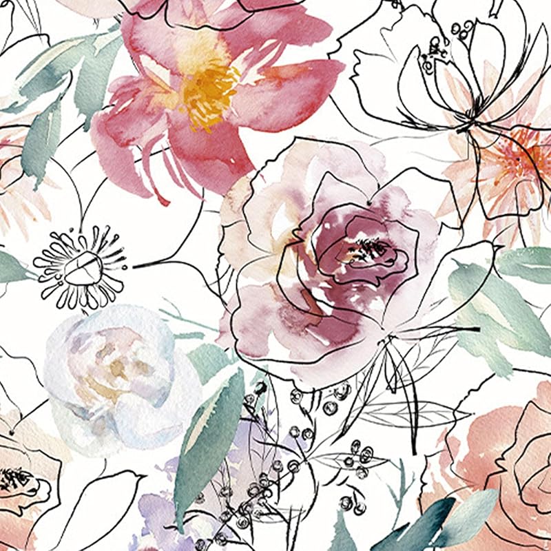 Peel and Stick Wallpaper Boho Wallpaper Peel and Stick Floral Contact Paper Removable Wallpaper Renter Friendly Wall Paper for Home Bedroom Bathroom