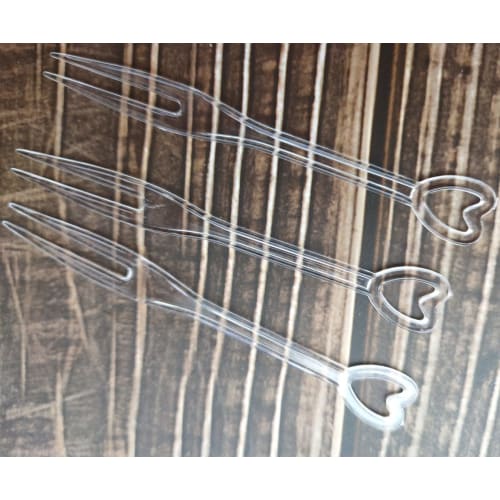 500 Disposable Plastic Cocktail Picks, Fruit Forks, Clear Heart Shape, Mini Cake Forks, Sticks, Party Supplies, Tasting, Appetizer Plates, Picks, Dess