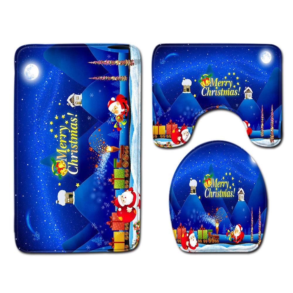 Christmas Bathroom Floor Mat Toilet Three-Piece Set