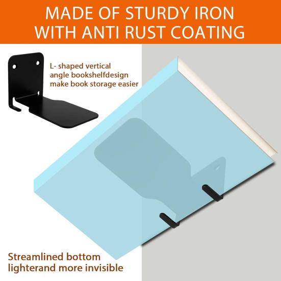 2 Pcs Bookshelves with Screws Great Load Bearing Anti-slip Invisible Stable Bathroom Living Room Ornament