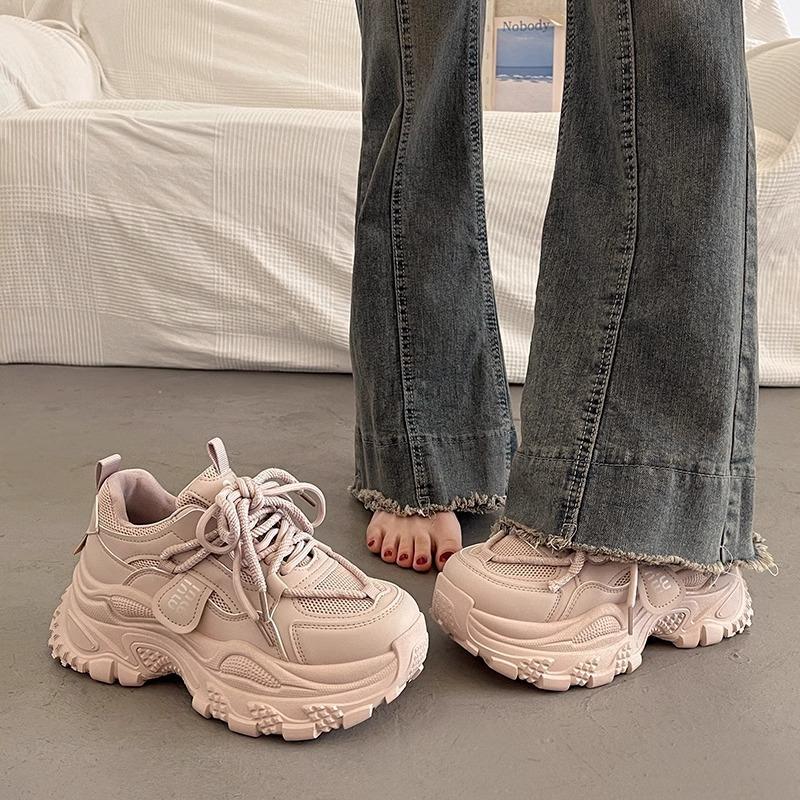 Thick Soled Dad Shoes For Women To Increase Height In Spring And Autumn  New Popular White Casual Sports Shoes