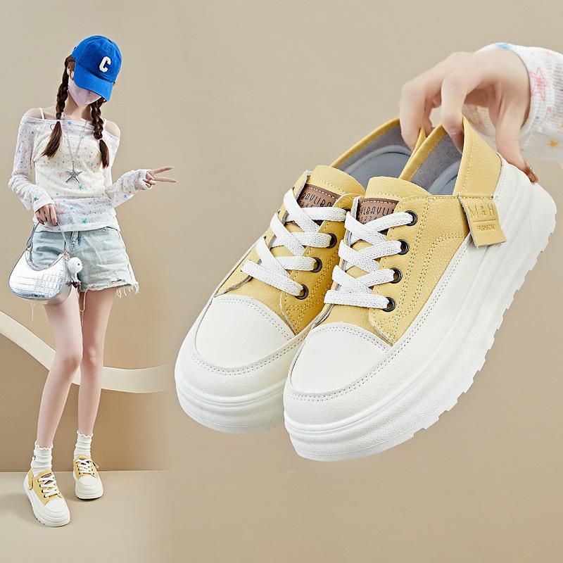 

Two-wear White Shoes for Summer New Style of Female Students Mesh Breathable Height-enhancing Casual Shoes 38