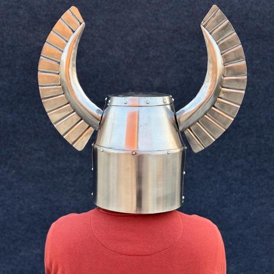 Medieval Horned Teutonic Knight Reenactment Great Helmet Medieval LARP, Cosplay, Costume , Display Best Gift for Love