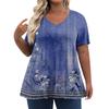 Womens Plus Size Tops Shorts Sleeve Shirts V Neck Casual Clothing Clothes Printed Tops