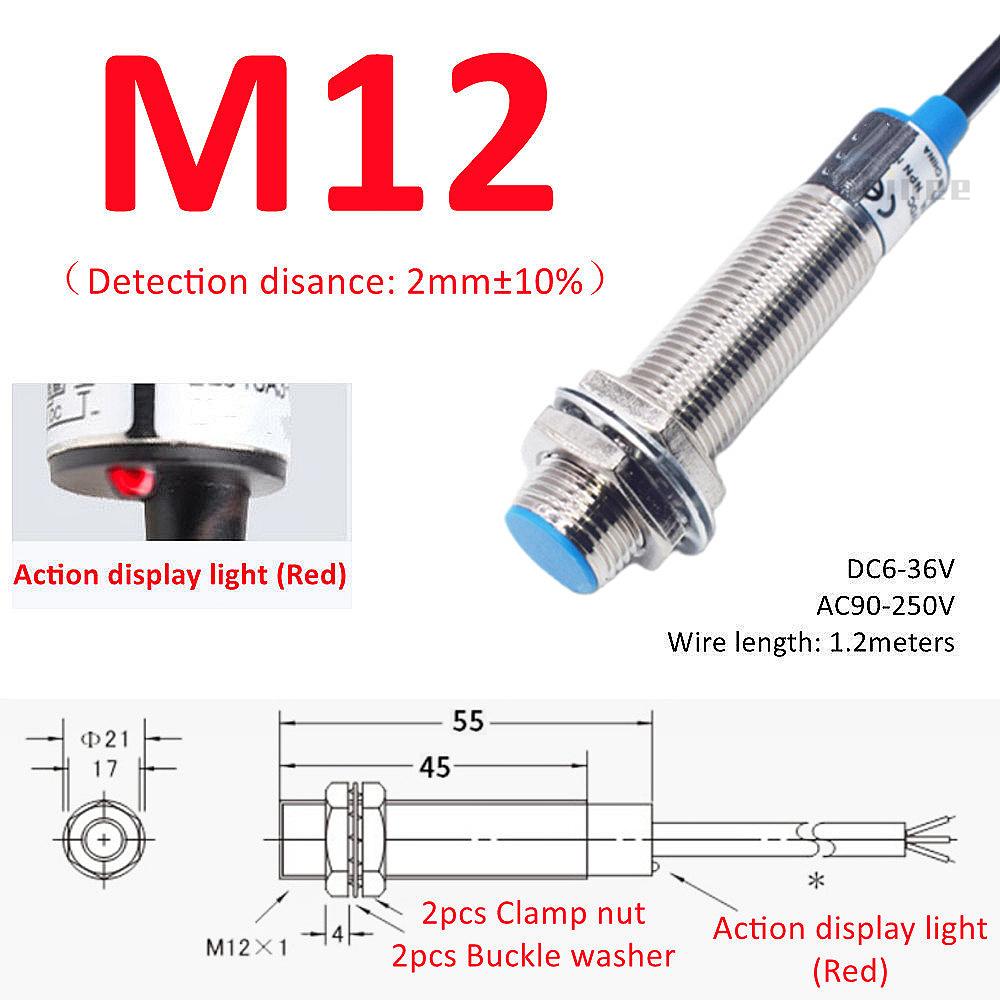 Blue Proximity Switch Inductive Proximity Sensor Detection Switch NPN/PNP NO NC 1-15mm Detection Distance Metal Sensor Switches