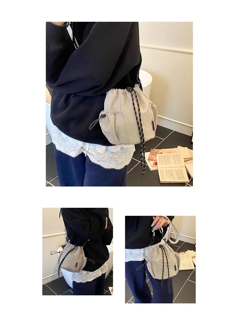 Japanese-Inspired Niche Drawstring Bucket Bag, Versatile Crossbody for Commuting and Outdoor Sports Casual Use