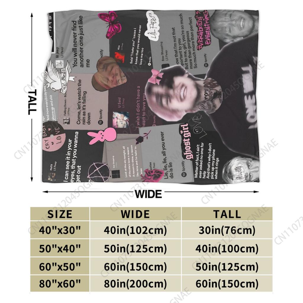 Lil Peep Cool Rapper Deky Super Měkký Samet Pohodlný Dárek Přehoz Plyšová Tenká Přikrývka