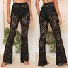 Stocks Manufacture Women's Clothing Sexy See Through Black Lace Long Summer Hollowed-out Beach Cover Up Women Soft Flare Pants