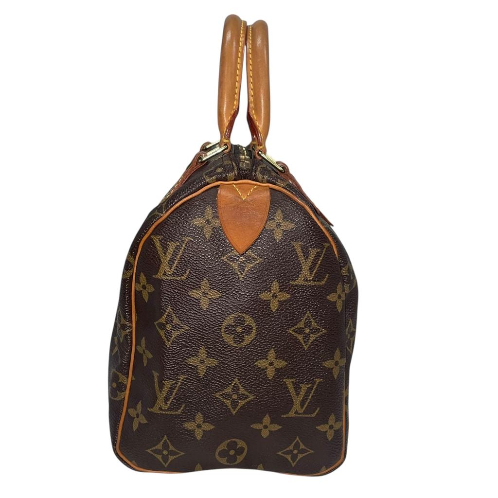 Used Louis Vuitton Monogram Speedy 25 M41528 Boston Bag Brown Authentic 1215