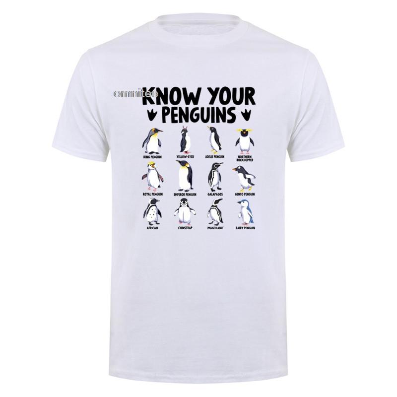 Know Your Penguins T Shirt Funny Penguin Species TShirt Cool Gift Streetwear Short Sleeve T Shirt Tops HJ018