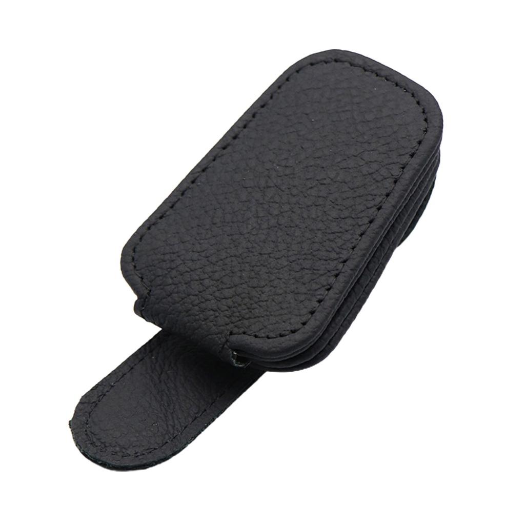 Car Sunglasses Holder Sun Visor Sunglasses Clip Leather Glasses Case Magnetic Mount Ticket Card Eyeglasses Clip Car Accessories